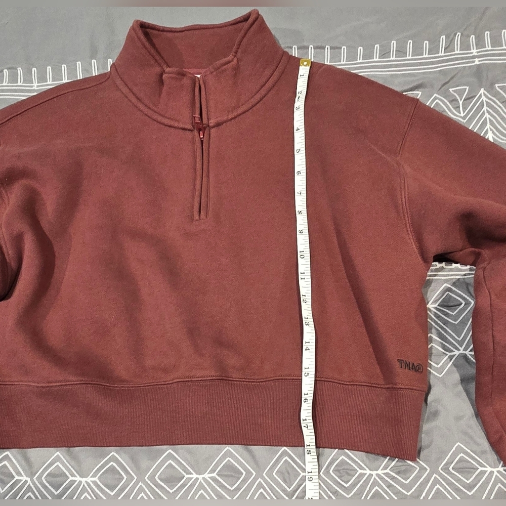TNA Sweatfleece Cozy Fleece Quarter Zip Sweatshirt Size Large - Picture 4 of 6